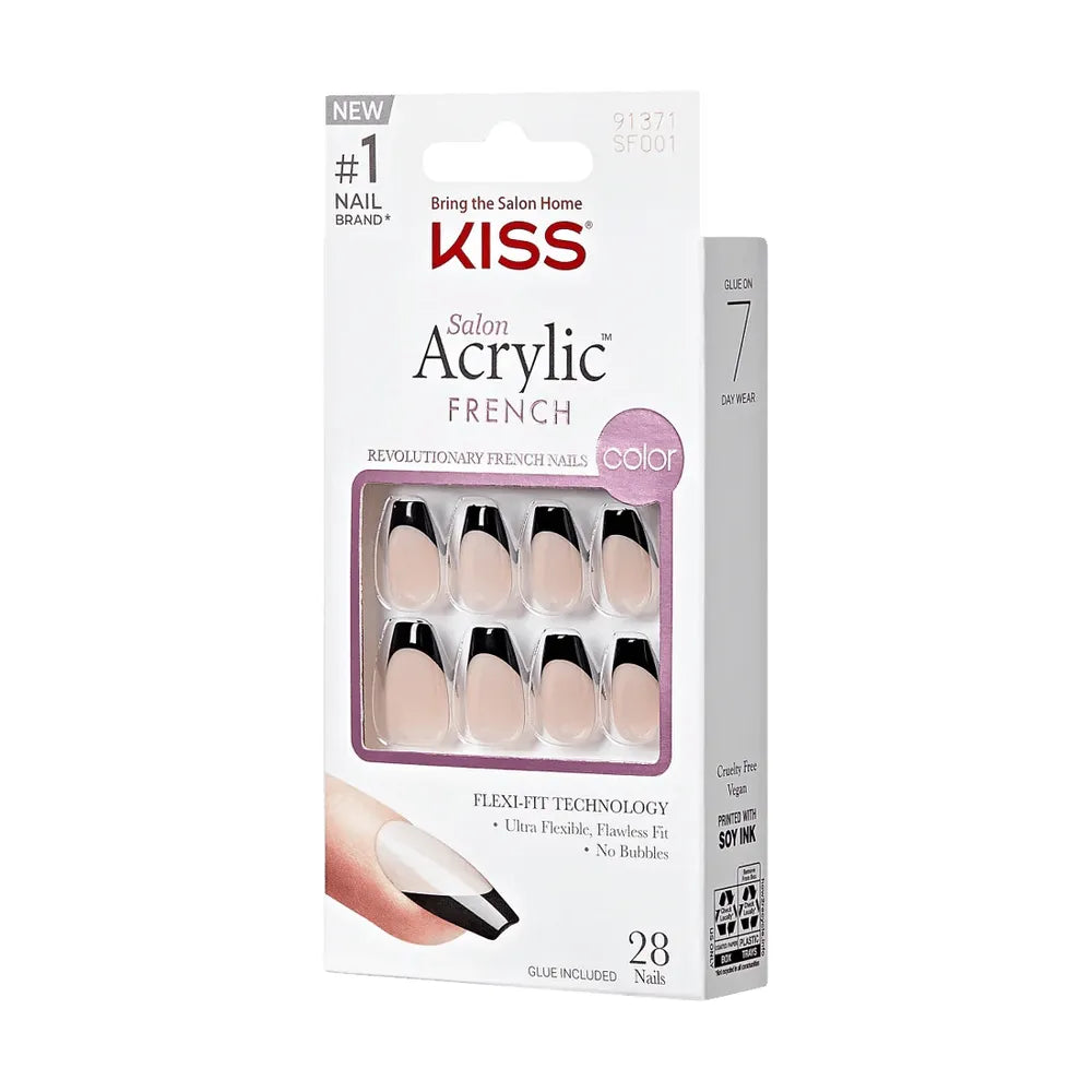 KISS Salon Acrylic French Short Nails โ 28 Natural - Look Nails with Glue (Styles 001, 002, 003, 004) - Beauty Exchange Beauty Supply