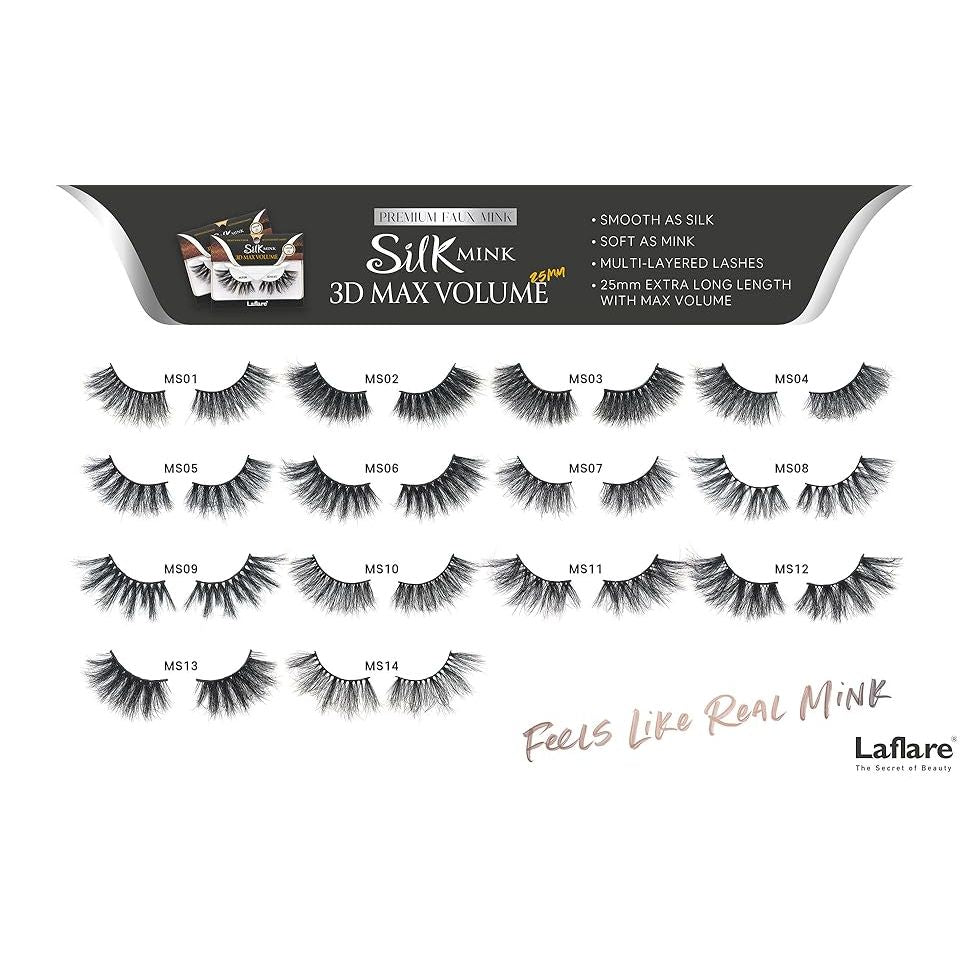 Laflare 3D Silk Mink Max Volume Lashes – Styles 01 to 14 | 25mm, Faux Mink, Ultra - Fluffy & Bold, Reusable, Lightweight Luxury - Beauty Exchange Beauty Supply