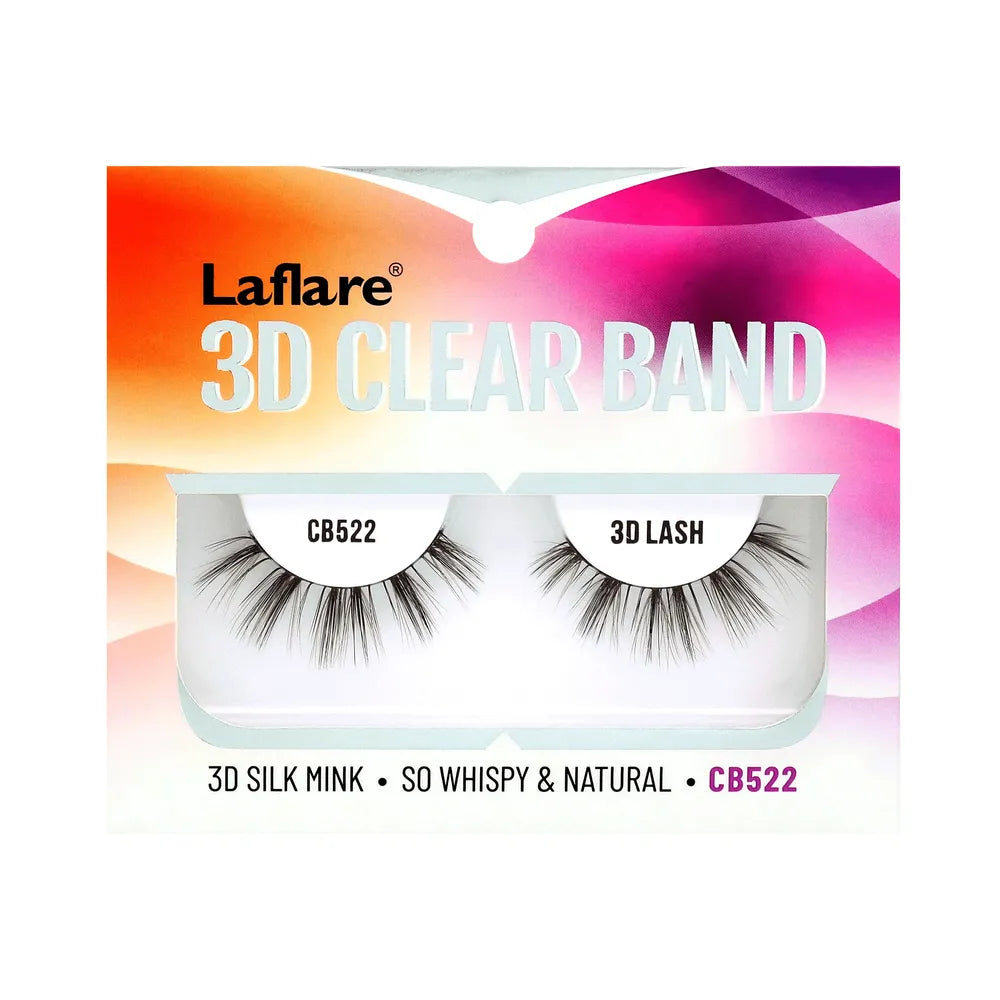 Laflare NEW 3D Silk Mink Lashes with Clear Band – Styles 518 to 523 | Ultra - Whispy, Lightweight & Natural Finish - Beauty Exchange Beauty Supply