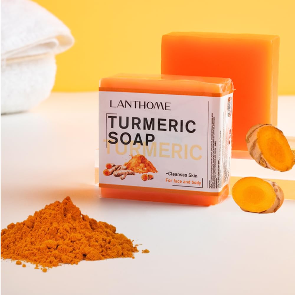 Lanthome - Turmeric Cleansing Soap Bar | Face | Body Soap | Cleanses Skin | Reduces Acne | Refining Pores | Natural Turmeric | Skin Care Soap | All Skin Types | 100g | - Beauty Exchange Beauty Supply
