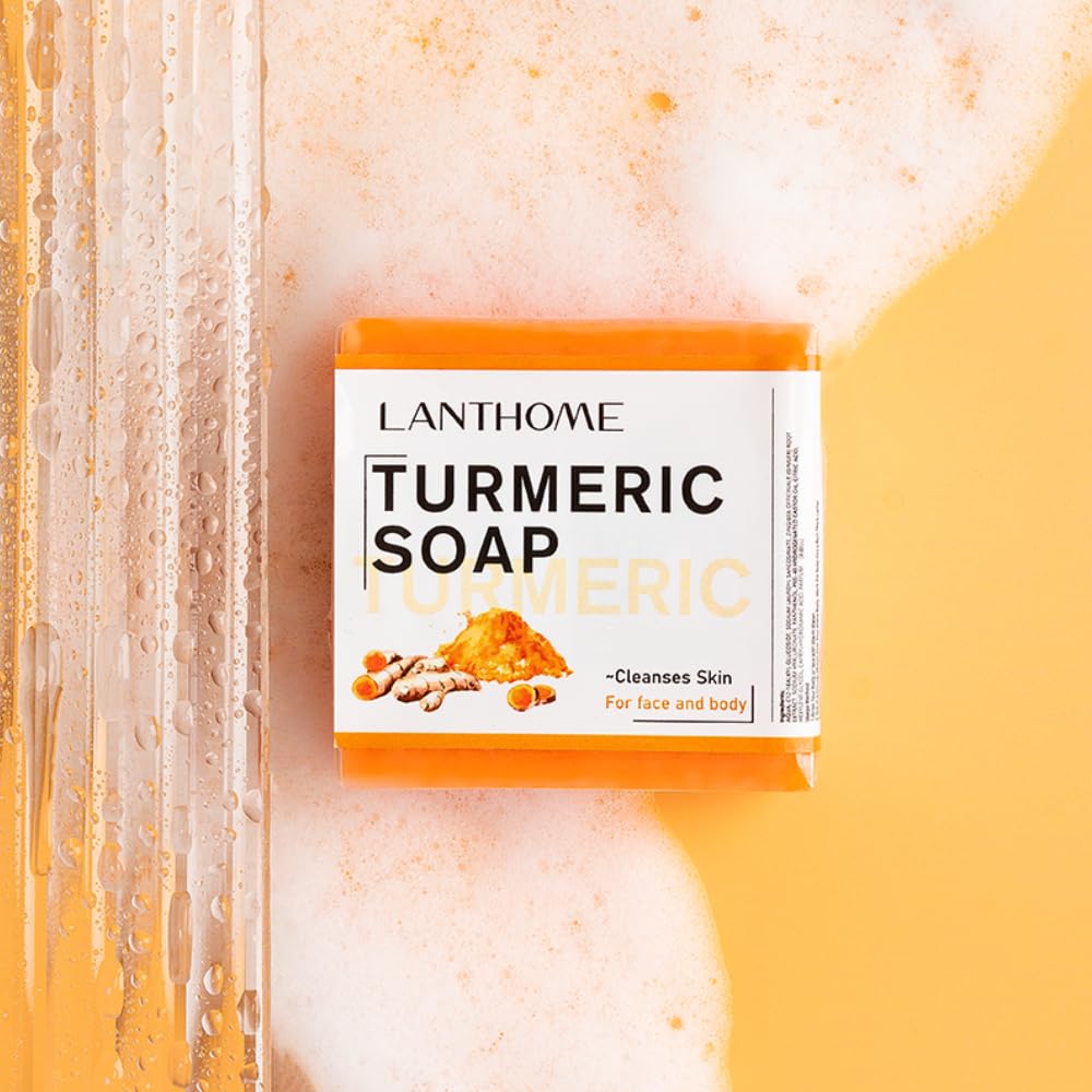 Lanthome - Turmeric Cleansing Soap Bar | Face | Body Soap | Cleanses Skin | Reduces Acne | Refining Pores | Natural Turmeric | Skin Care Soap | All Skin Types | 100g | - Beauty Exchange Beauty Supply