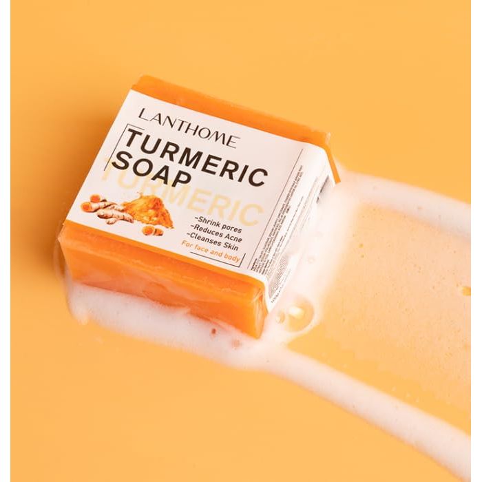 Lanthome - Turmeric Cleansing Soap Bar | Face | Body Soap | Cleanses Skin | Reduces Acne | Refining Pores | Natural Turmeric | Skin Care Soap | All Skin Types | 100g | - Beauty Exchange Beauty Supply