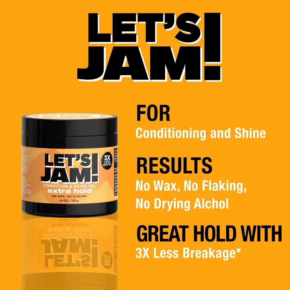 Let’s Jam! Condition & Shine Gel – Frizz Control for Smoother Styles – 4.4oz / 14oz - Beauty Exchange Beauty Supply