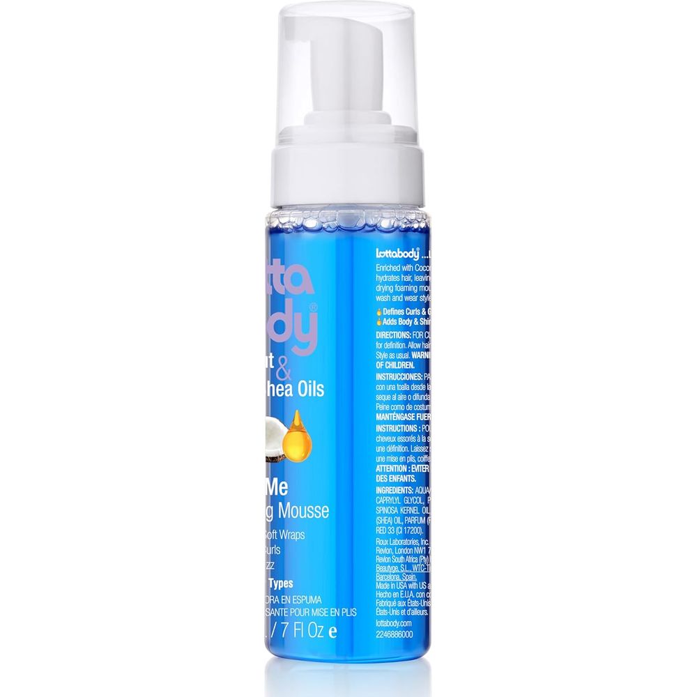 Lottabody Coconut Oil and Shea Wrap Me Foaming Curl Mousse - Creates Soft Wraps, Hair Mousse for Curly Hair, Defines Curls, Anti Frizz - 7 Fl Oz - Beauty Exchange Beauty Supply