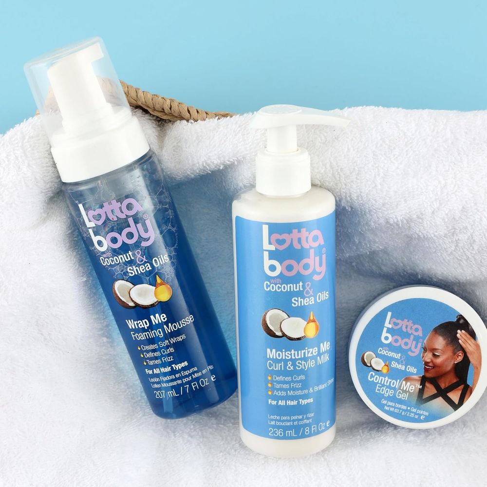 Lottabody Coconut Oil and Shea Wrap Me Foaming Curl Mousse - Creates Soft Wraps, Hair Mousse for Curly Hair, Defines Curls, Anti Frizz - 7 Fl Oz - Beauty Exchange Beauty Supply
