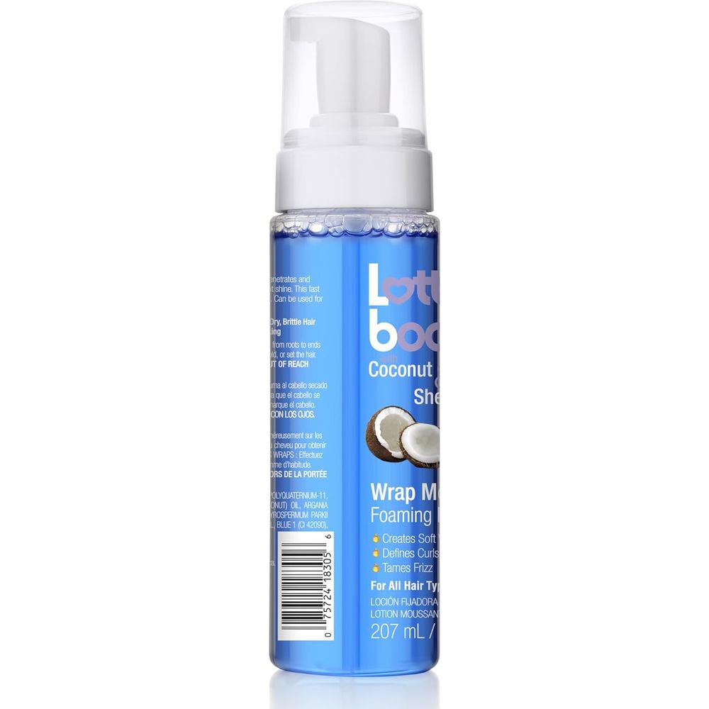Lottabody Coconut Oil and Shea Wrap Me Foaming Curl Mousse - Creates Soft Wraps, Hair Mousse for Curly Hair, Defines Curls, Anti Frizz - 7 Fl Oz - Beauty Exchange Beauty Supply