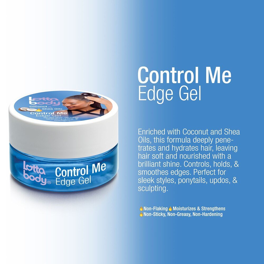 Lottabody Control Me Edge Gel – Original Clear & 24 - Hour Black – Coconut & Shea Oils – 2.25 oz - Beauty Exchange Beauty Supply