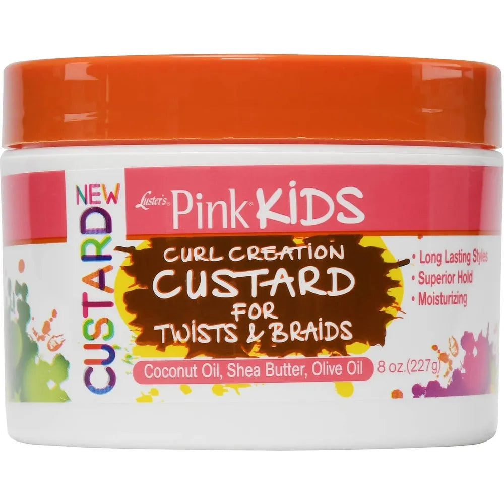 Luster's Pink Kids Curl Creation Custard For Twists & Braids – Superior Hold & Long - Lasting Styles (8 oz) - Beauty Exchange Beauty Supply