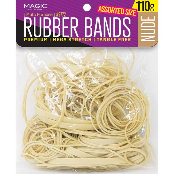 Magic 110g Rubber Bands – Nude, Assorted Sizes, No - Snag Hair Styling Elastics (#2772) - Beauty Exchange Beauty Supply