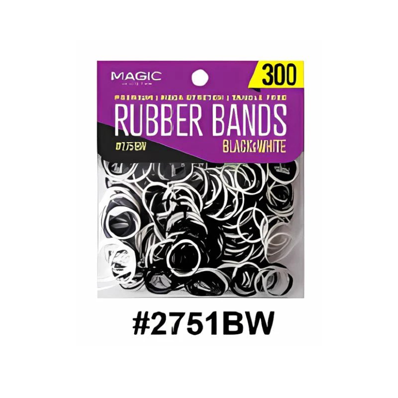 Magic 300 Rubber Bands – Black & White Assorted, No - Snag Styling Elastics (#2751BW) - Beauty Exchange Beauty Supply