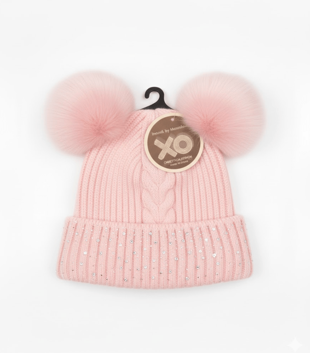 Magic Collection Kids 2 Pom Beanie w/ Stones - Assorted - Beauty Exchange Beauty Supply
