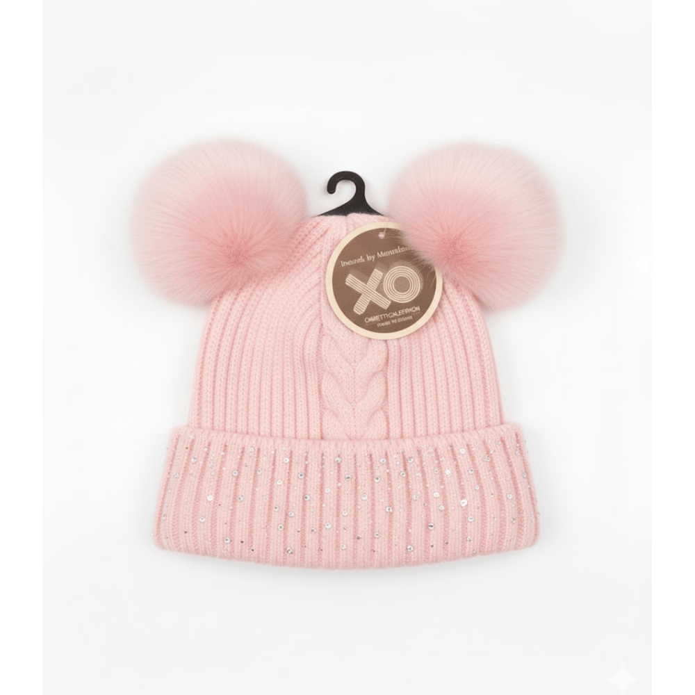 Magic Collection Kids 2 Pom Beanie w/ Stones - Assorted - Beauty Exchange Beauty Supply