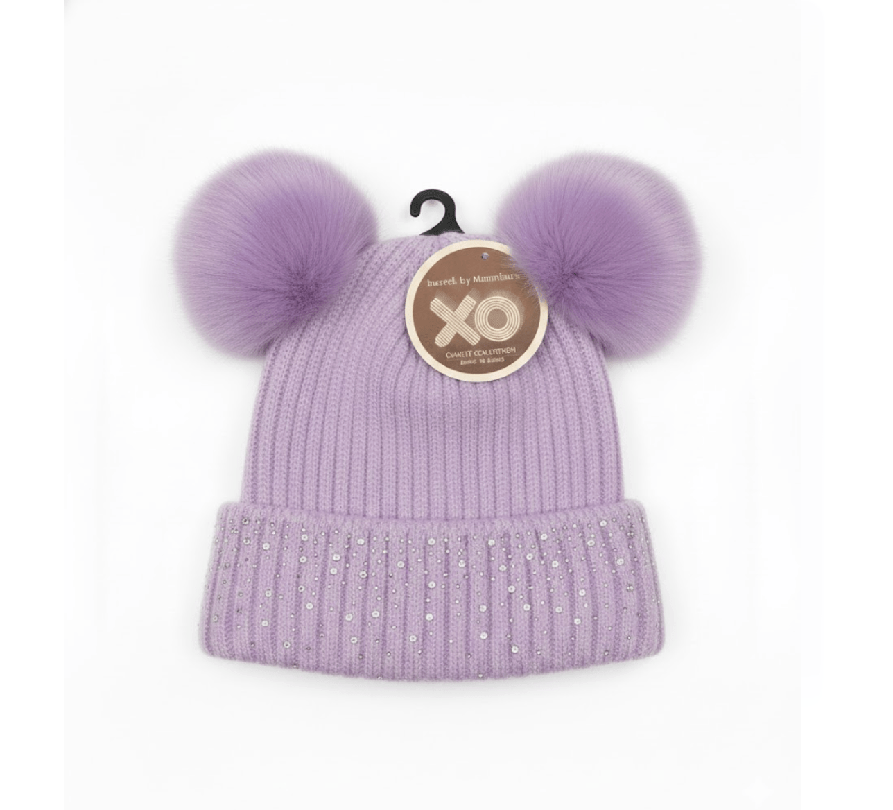Magic Collection Kids 2 Pom Beanie w/ Stones - Assorted - Beauty Exchange Beauty Supply