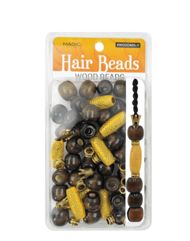 Magic Collection Wood Hair Beads Silver or Gold โ 1 Pack - Beauty Exchange Beauty Supply
