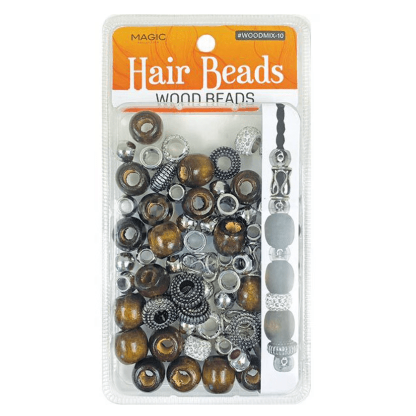 Magic Collection Wood Hair Beads Silver or Gold – 1 Pack - Beauty Exchange Beauty Supply
