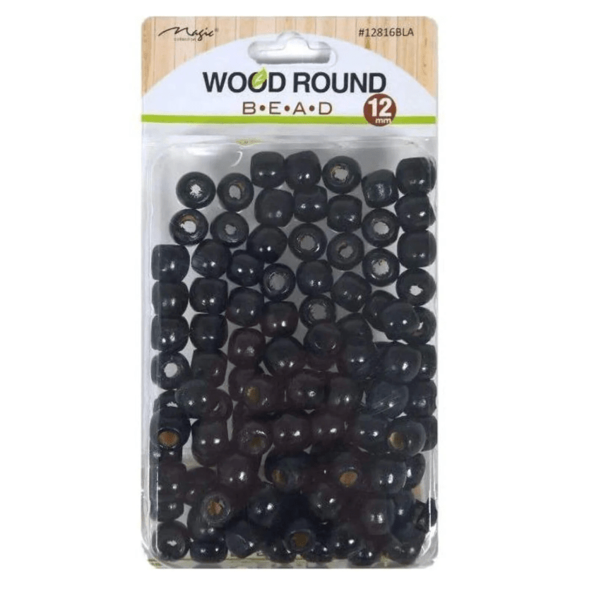 Magic Collection Wooden Hair Beads Dark Brown – 12MM - Beauty Exchange Beauty Supply