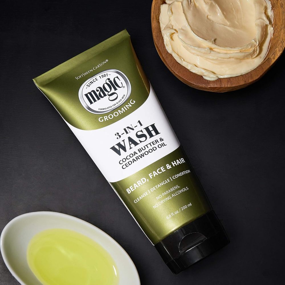 Magic Grooming 3 - in - 1 Wash – Cleanses Hair, Face & Beard in One Step 6.8 oz - Beauty Exchange Beauty Supply