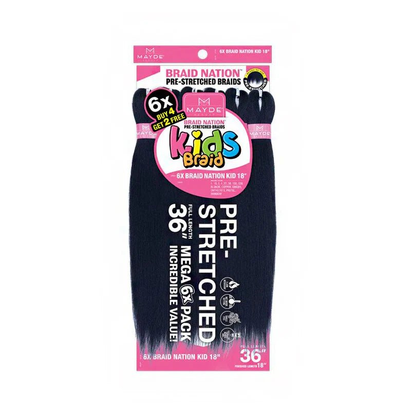 Mayde 6X Braid Nation Kid Synthetic Braiding Hair – 18″ - Beauty Exchange Beauty Supply