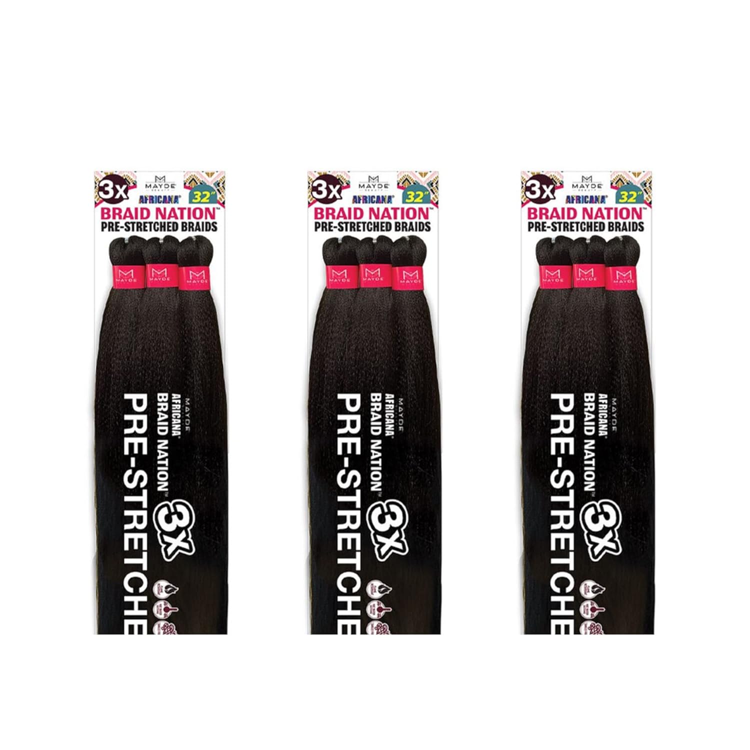 Mayde Beauty Synthetic Braiding Hair – 3X Braid Nation 32″ - Beauty Exchange Beauty Supply