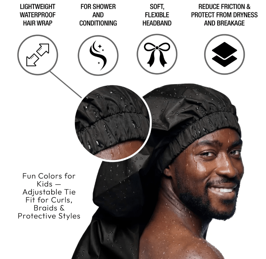 Men's Adjustable Satin Shower & Conditioning Cap – Hair Protection Cap - Beauty Exchange Beauty Supply