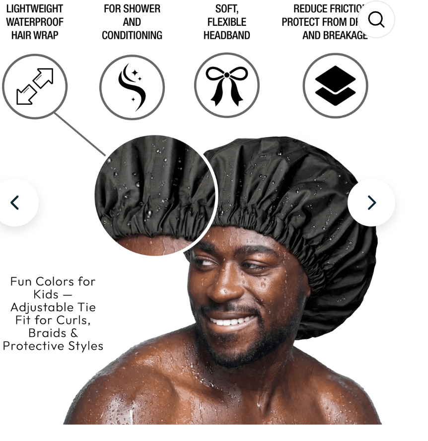 Men's Adjustable Satin Shower & Conditioning Cap – Hair Protection Cap - Beauty Exchange Beauty Supply