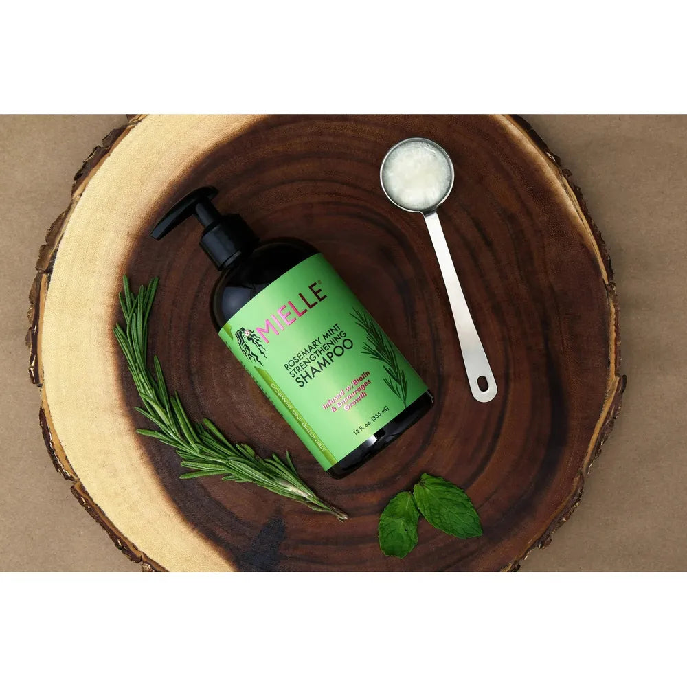 Mielle Organics - Rosemary Mint Nourishing Strengthening Daily Shampoo with Biotin | All Hair Types | 12oz - Beauty Exchange Beauty Supply