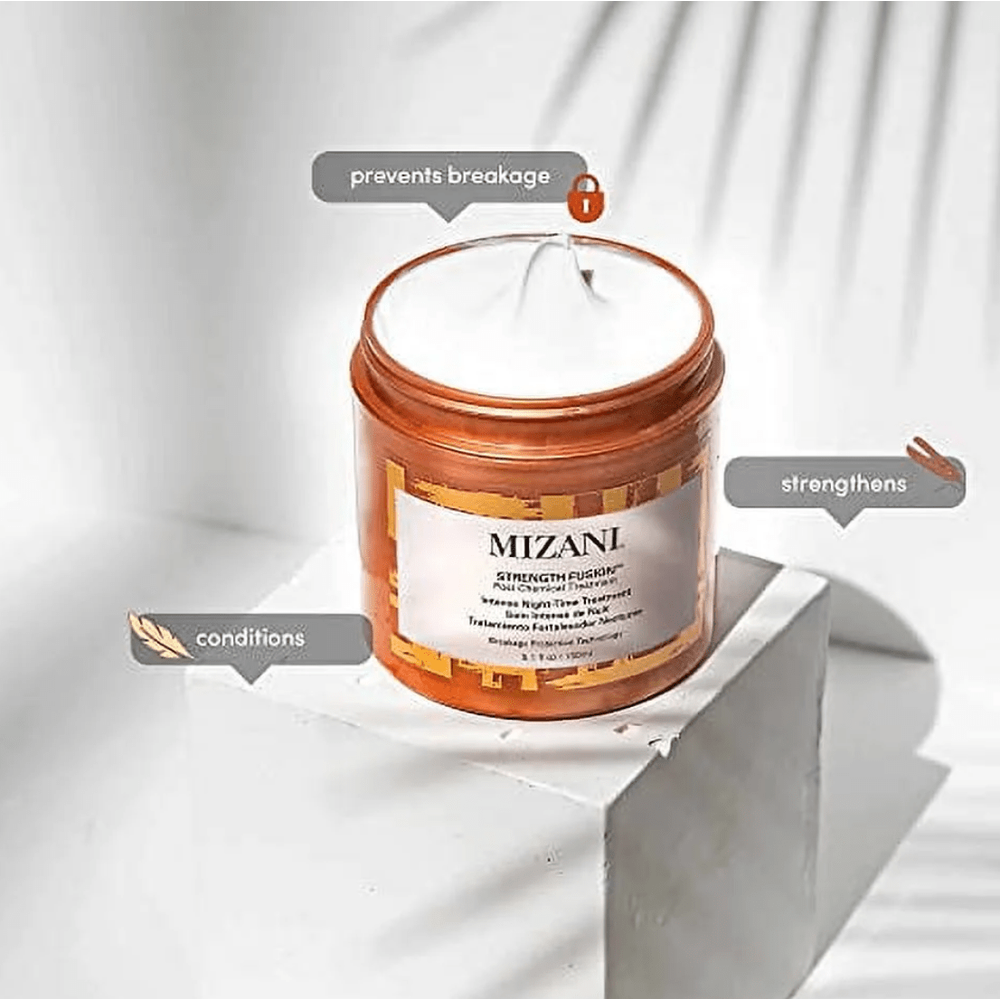 Mizani Strength Fusion Intense Night - Time Treatment | Strengthens & Revitalizes Dry, Damaged Hair | With Shea Butter & Vitamins | 5.1 oz - Beauty Exchange Beauty Supply