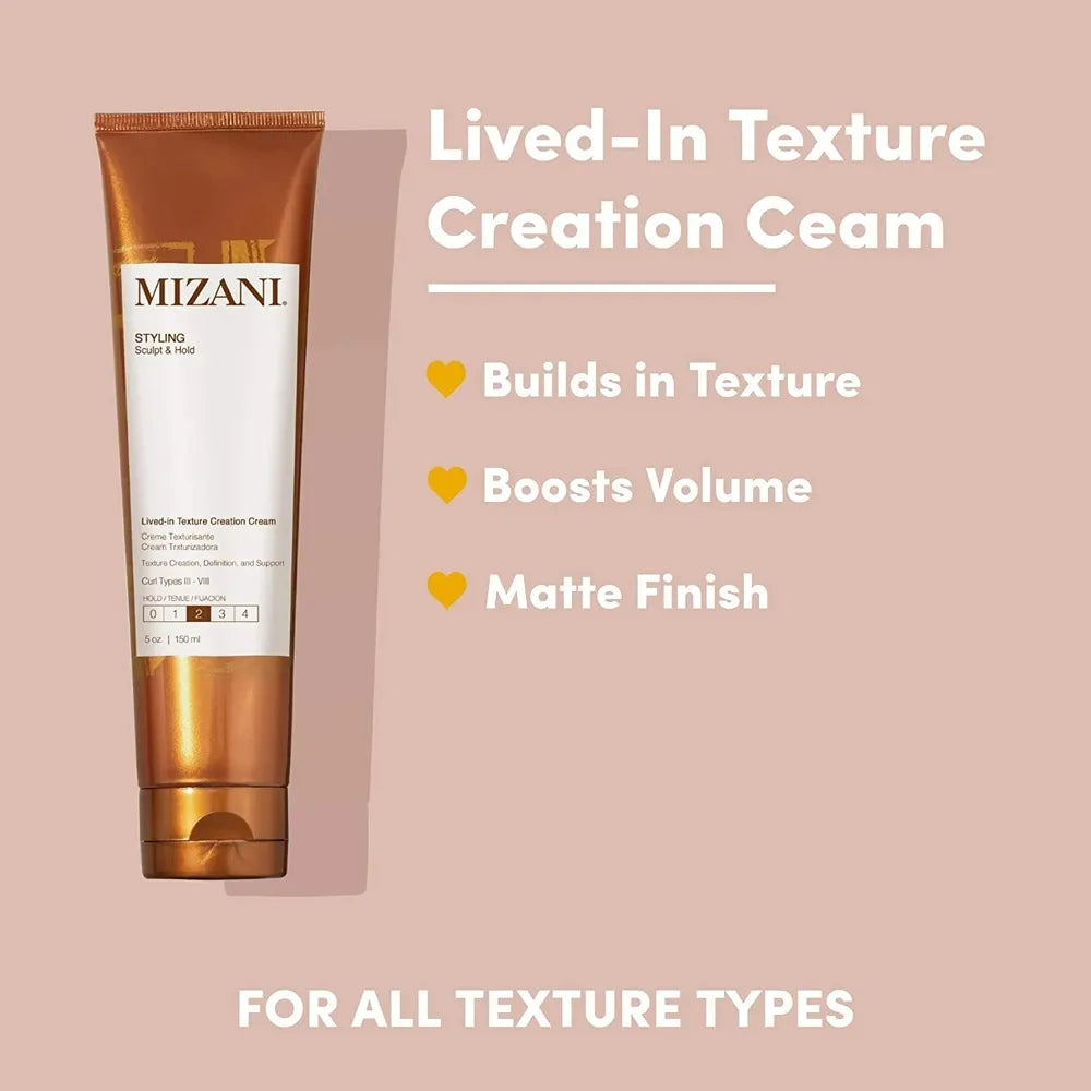 Mizani Styling Lived - In Texture Cream | Touchable Texture & Beachy Waves | For Curl Types & Straight Styles | 5oz - Beauty Exchange Beauty Supply