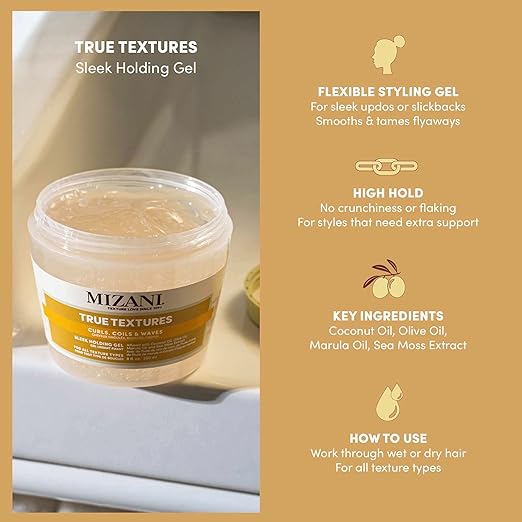 MIZANI True Textures Sleek Holding Gel | Firm Yet Flexible Hold | Flake - Free & Long - Lasting | For All Hair Types | 8 oz - Beauty Exchange Beauty Supply