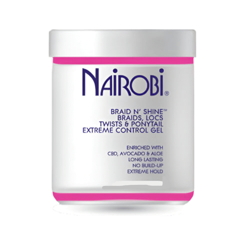 Nairobi Braid N’ Shine Extreme Control Gel – For Braids, Locs, Twists & Ponytails | 2 Sizes - 4oz & 16oz - Beauty Exchange Beauty Supply