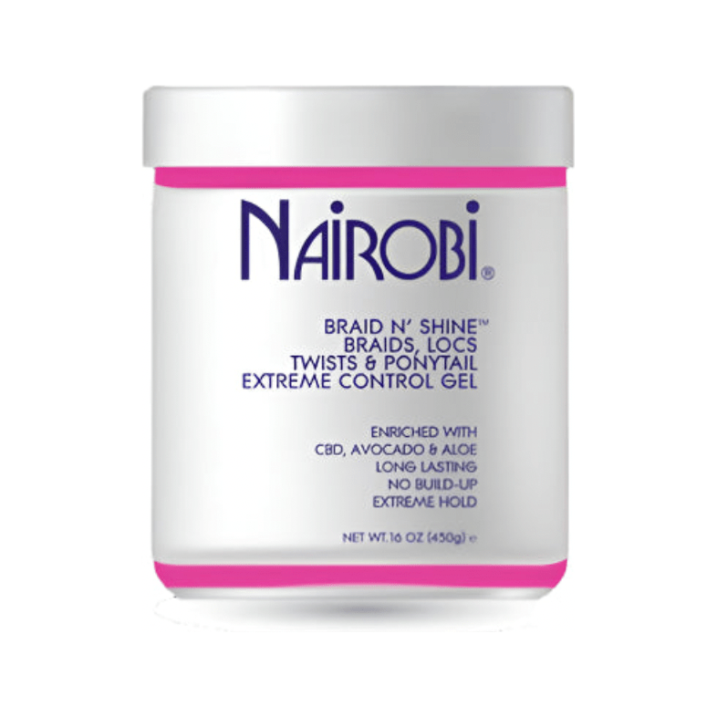 Nairobi Braid N’ Shine Extreme Control Gel – For Braids, Locs, Twists & Ponytails | 2 Sizes - 4oz & 16oz - Beauty Exchange Beauty Supply