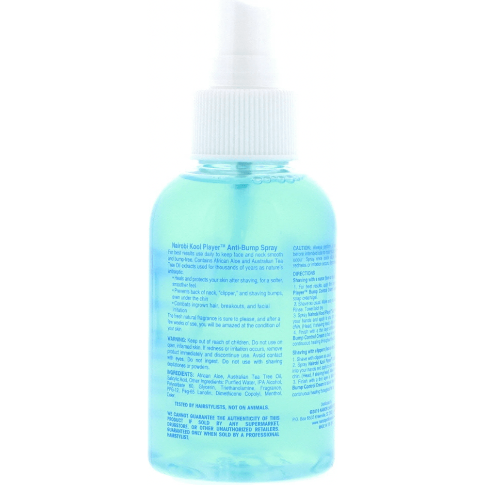 Nairobi Kool Player Anti - Bump Spray – Post - Shave Antibacterial Treatment with Cooling Effect (4oz) - Beauty Exchange Beauty Supply