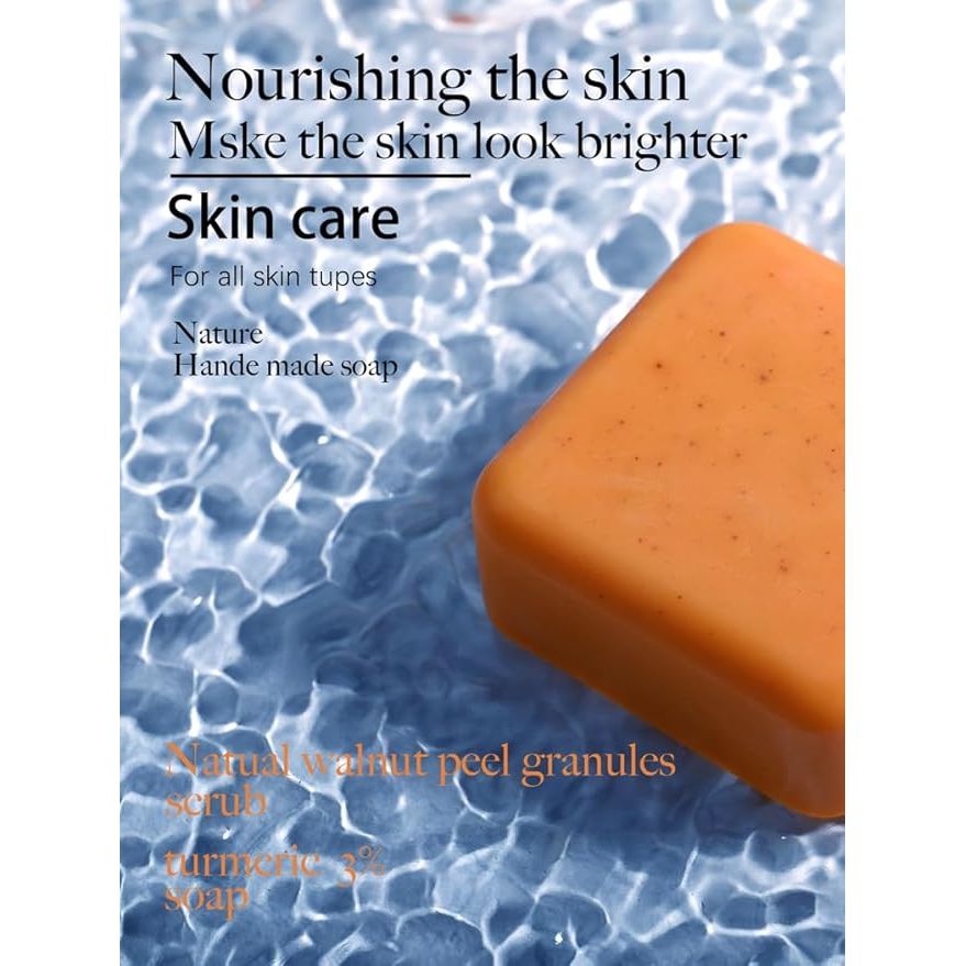 Nature Handmade Turmeric Scrub Soap – 2pcs x 70g (4.9oz Total) – Gentle Exfoliating & Brightening Bars for Face & Body - Beauty Exchange Beauty Supply