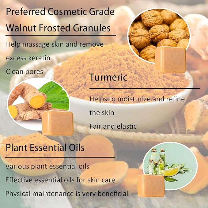 Nature Handmade Turmeric Scrub Soap – 2pcs x 70g (4.9oz Total) – Gentle Exfoliating & Brightening Bars for Face & Body - Beauty Exchange Beauty Supply