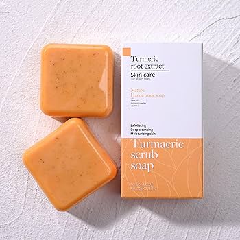 Nature Handmade Turmeric Scrub Soap – 2pcs x 70g (4.9oz Total) – Gentle Exfoliating & Brightening Bars for Face & Body - Beauty Exchange Beauty Supply