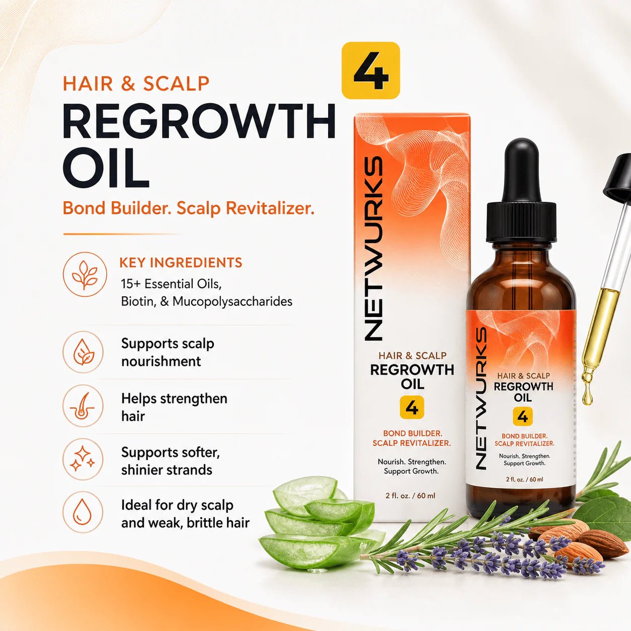 Netwurks Hair & Scalp Regrowth Oil – 2oz - Beauty Exchange Beauty Supply