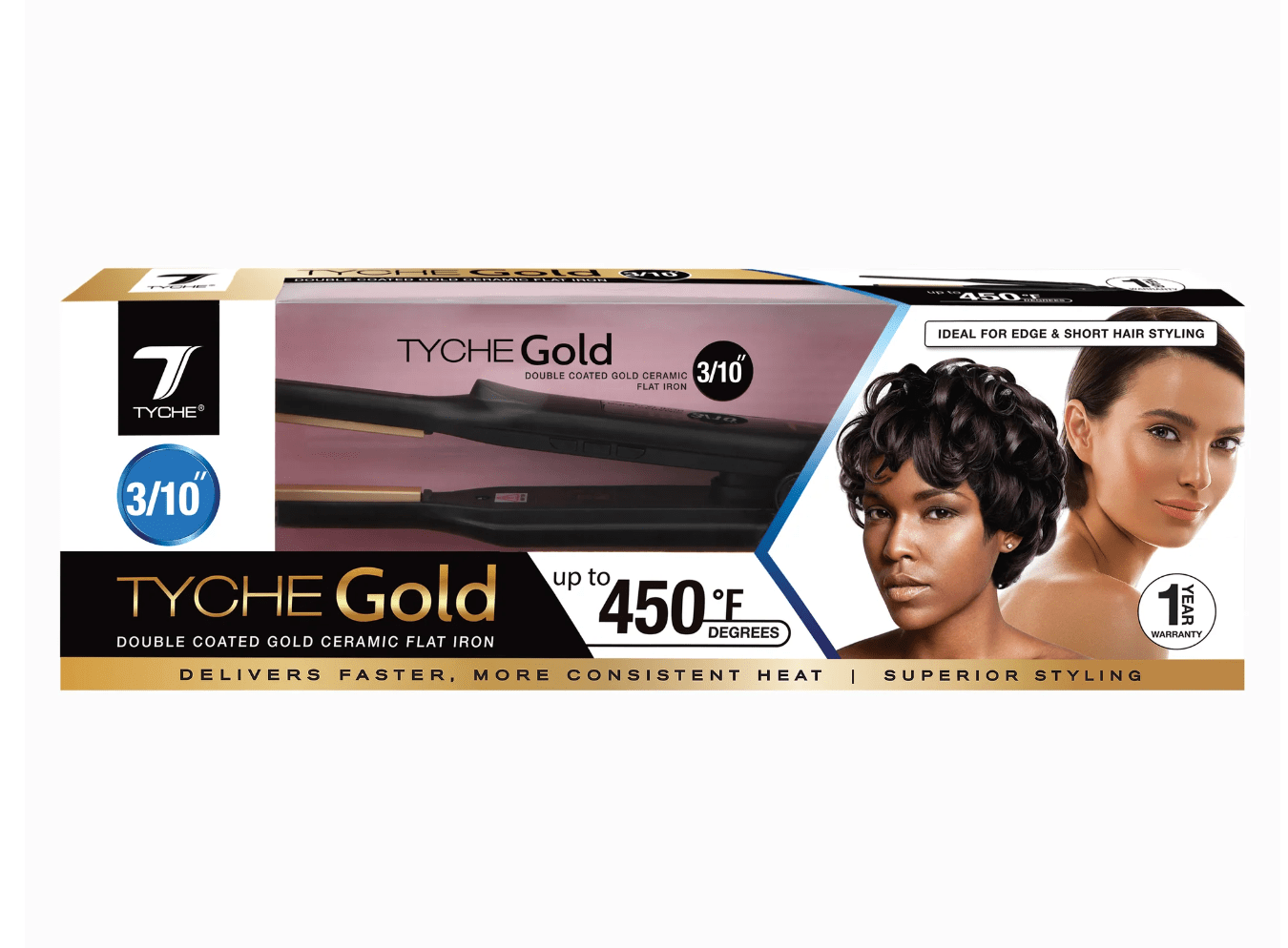 Nicka K Tyche Gold Ceramic Flat Iron – 3/10" - Beauty Exchange Beauty Supply