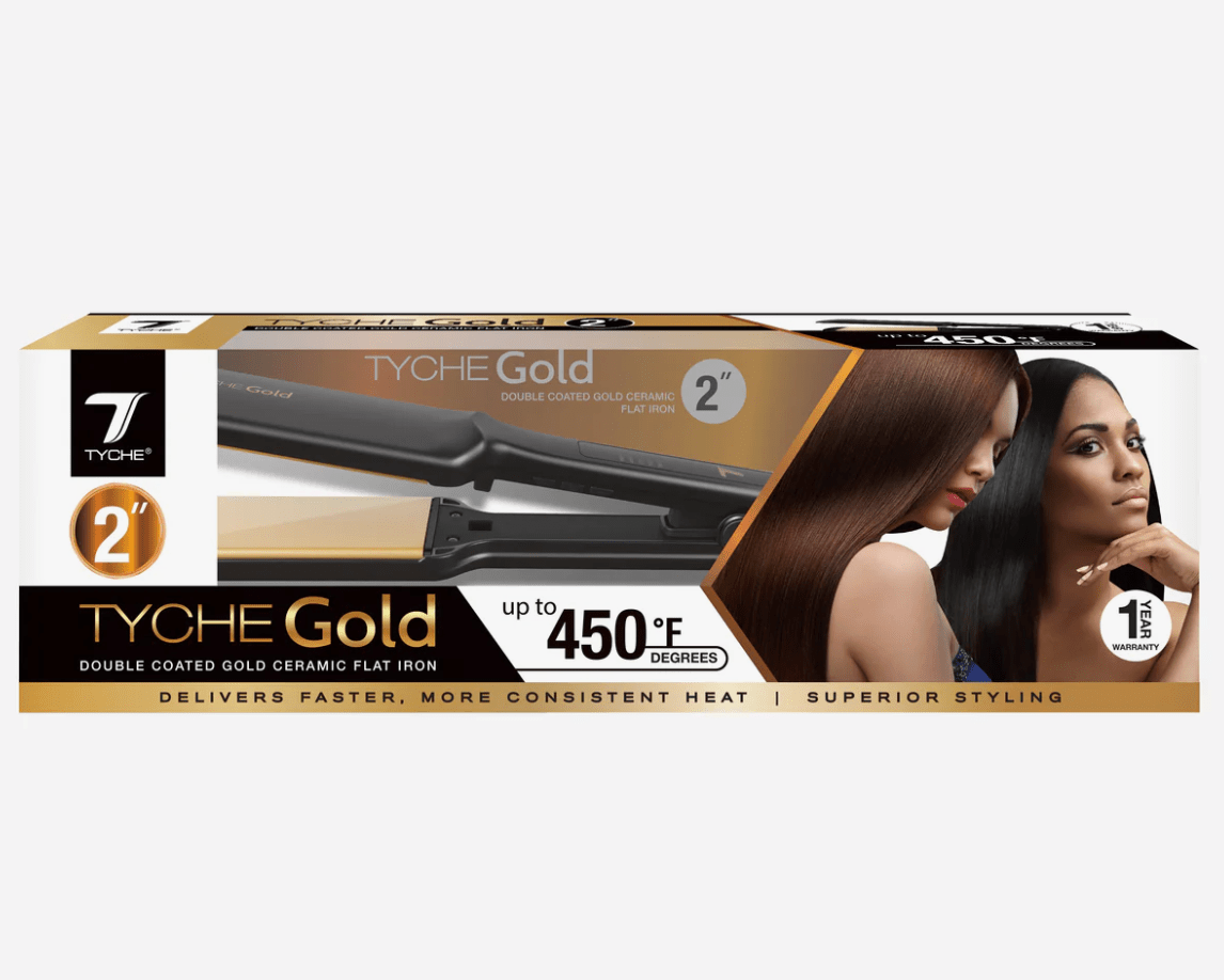 Nicka K Tyche Gold Ceramic Flat Iron – Double Coated Plates - Beauty Exchange Beauty Supply