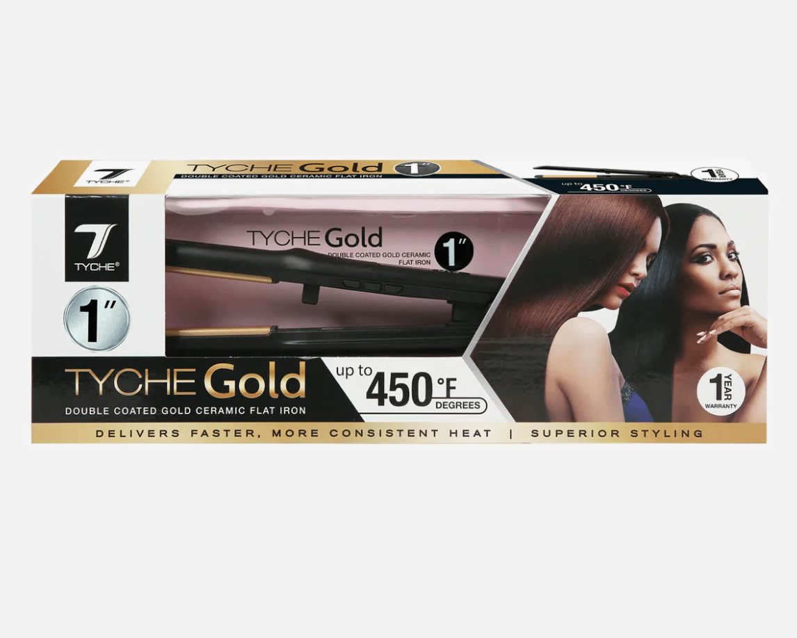 Nicka K Tyche Gold Ceramic Flat Iron – Double Coated Plates - Beauty Exchange Beauty Supply