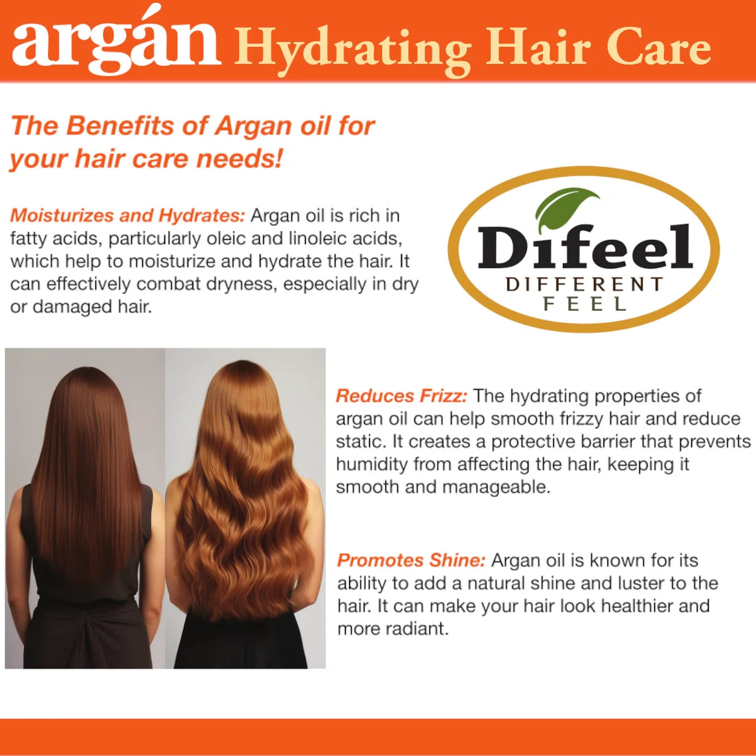 Difeel Argan Hydrating Shampoo & Conditioner – 33.8 oz