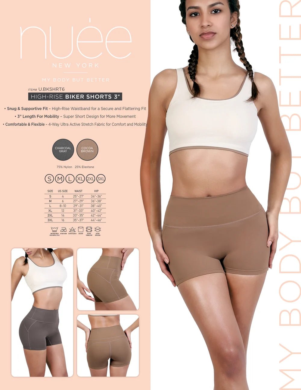 NUEE New York High-Rise Biker Shorts – 3" - Beauty Exchange Beauty Supply