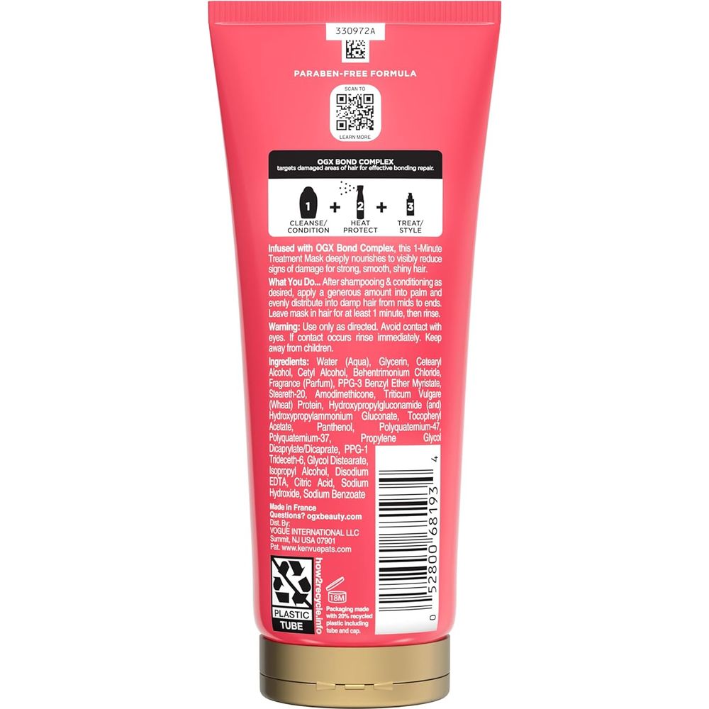 OGX Bond Protein Repair 1 - Minute Treatment Mask – Strengthens & Revives Damaged Hair – 200ml - Beauty Exchange Beauty Supply