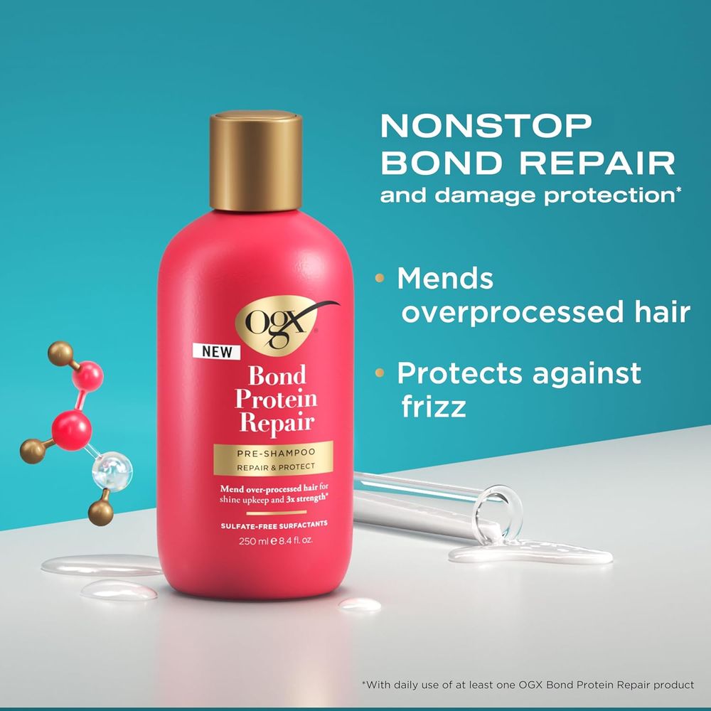 OGX Repair & Protect Bond Protein Pre - Shampoo – Strengthens & Revives Damaged Hair – 8.4 fl oz - Beauty Exchange Beauty Supply