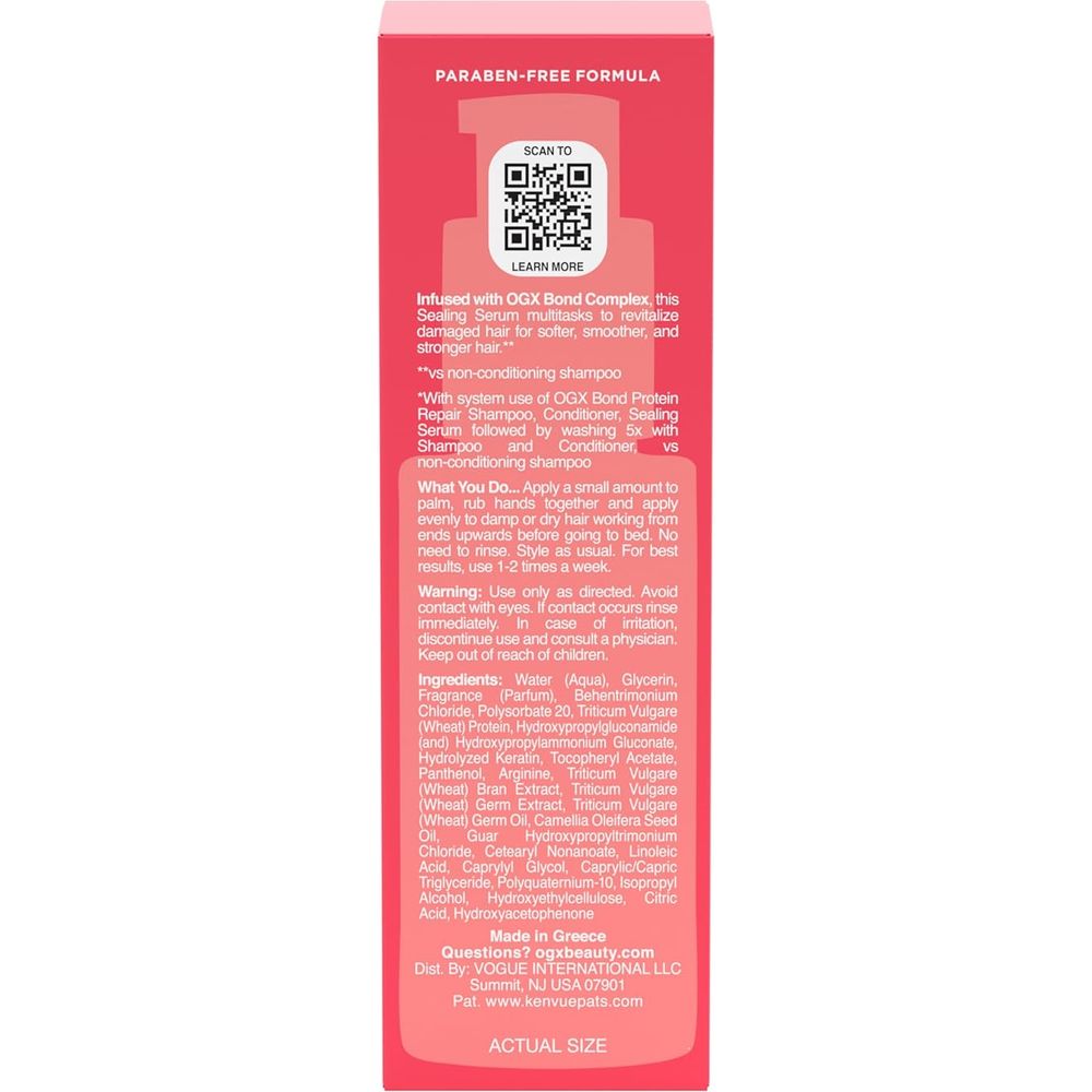 OGX Repair & Protect Bond Protein Sealing Hair Serum – Smooths, Strengthens & Revitalizes Damaged Hair – 1.7 fl oz - Beauty Exchange Beauty Supply