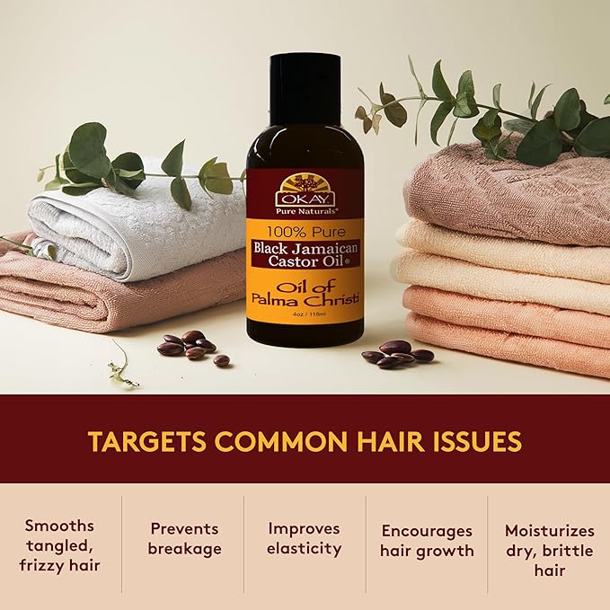 OKAY - 100% Pure Castor Oil | 2 Variants | Black Jamaican & Black Haitian | Oil of Palma Christi | 4oz - Beauty Exchange Beauty Supply