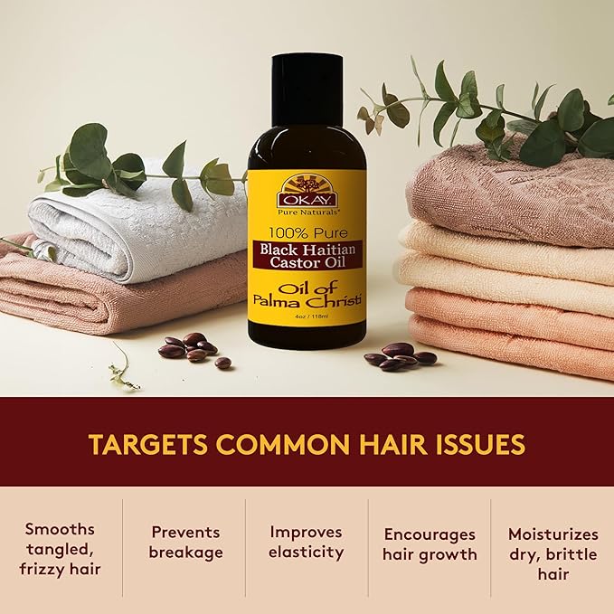 OKAY - 100% Pure Castor Oil | 2 Variants | Black Jamaican & Black Haitian | Oil of Palma Christi | 4oz - Beauty Exchange Beauty Supply