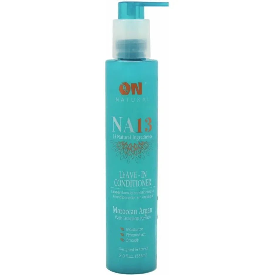 ON Natural NA13 Comb - Thru Leave - In Conditioner & Detangler – Black Castor, Moroccan Argan, Coconut Milk with Brazilian Keratin – 8 oz - Beauty Exchange Beauty Supply