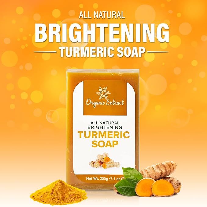 Organic Extract - Tumeric Soap | Skin Brightening Soap Bar | Deeply Moisturizes | Cleanses Skin |Reduces Acne | Dark Spots | 200g - Beauty Exchange Beauty Supply