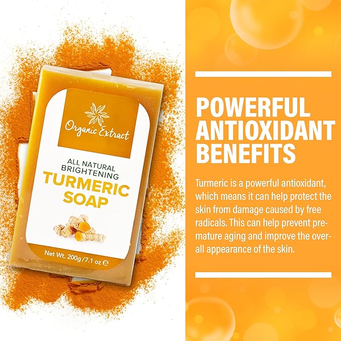 Organic Extract - Tumeric Soap | Skin Brightening Soap Bar | Deeply Moisturizes | Cleanses Skin |Reduces Acne | Dark Spots | 200g - Beauty Exchange Beauty Supply