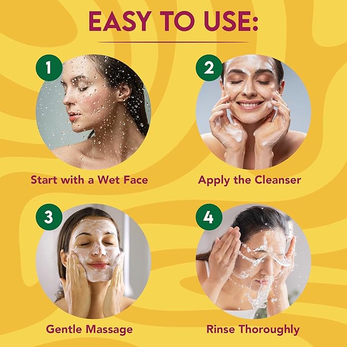 Organic Extract - Turmeric Facial Cleanser | Niacinamide | Aloe vera | SunFlower Oil | Gentle Face Cleanser - Dull | Acne Prone Skin | Exfoliating | Daily Facial Cleanser - Age Spots | Sun Damage | 4Oz | - Beauty Exchange Beauty Supply